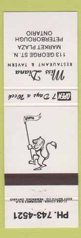Matchbook Cover - Miss Diana Restaurant Tavern Peterborough ON