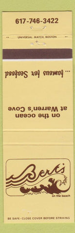 Matchbook Cover - Bert's on the Beach Warren's Cove Plymouth MA