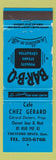 Matchbook Cover - Cafe Chez Gerard Thetford Mines QC WEAR
