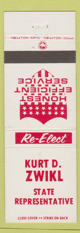 Matchbook Cover - Kurt D Zwikl State Representative PA