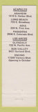 Matchbook Cover - Acapulco Los Arcos Anaheim Long Beach Pasadena CA Encino