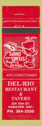 Matchbook Cover - Del Rio Restaurant Hanover ON