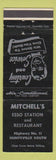 Matchbook Cover - Mitchell's Esso oil gas restaurant Huntsville South ON