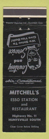 Matchbook Cover - Mitchell's Esso oil gas restaurant Huntsville South ON