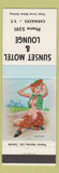 Matchbook Cover - Sunset Motel Lounge Carmacks YT Scottish pinup