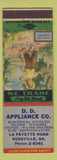 Matchbook Cover - DD Appliance Rossville GA Happy Carefree