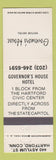 Matchbook Cover - Governor's House Motor Hotel Hartford CT