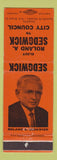 Matchbook Cover - Roland A Sedgwick City Council Columbus OH