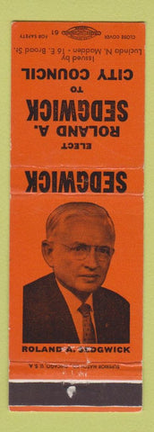 Matchbook Cover - Roland A Sedgwick City Council Columbus OH