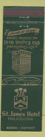 Matchbook Cover - St James Hotel Philadelphia PA