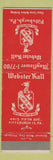 Matchbook Cover - Webster Hall Pittsburgh PA red