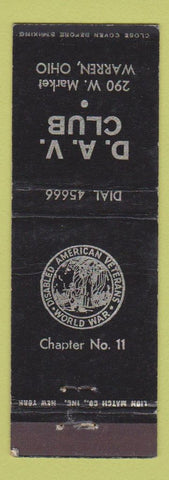 Matchbook Cover - DAV Club Warren OH Disables American Veterans