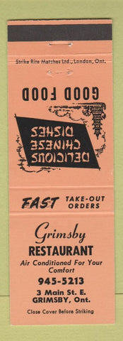 Matchbook Cover - Grimsby Restaurant Grimsby ON Chinese