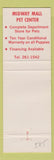 Matchbook Cover - Midway Mall Pet Center dog grooming