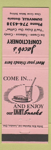 Matchbook Cover - Jacob's Confectionery Dunnville ON pink