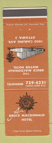 Matchbook Cover - Bruce Macdonald Motor Hotel Ottawa ON