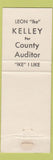 Matchbook Cover - Leon Kelley County Auditor