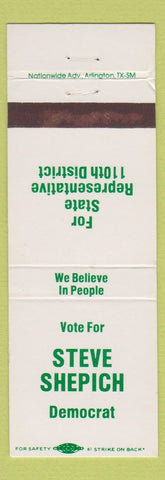 Matchbook Cover - Steve Shepich State Representative Iron River MI
