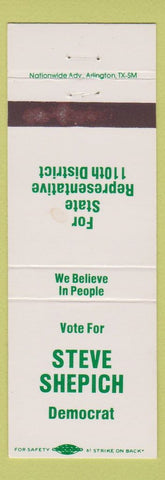 Matchbook Cover - Steve Shepich State Representative Iron River MI