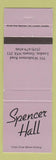 Matchbook Cover - Spencer Hall London ON