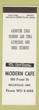Matchbook Cover - Modern Cafe Belleville ON