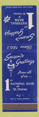 Matchbook Cover - 1st National Bank of St Charles MO? IL? Christmas
