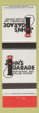 Matchbook Cover - John's Garage Schaumburg Chicago Vernon Hills IL