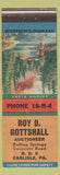 Matchbook Cover - Roy D Gottshall Auctioneer Carlisle PA Autumn Glory
