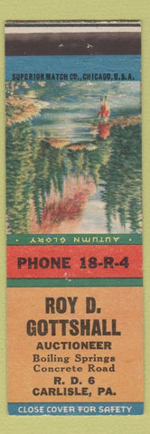 Matchbook Cover - Roy D Gottshall Auctioneer Carlisle PA Autumn Glory