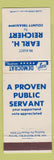 Matchbook Cover - Earl H Reichert County Treasurer election Berks County PA