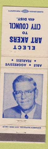 Matchbook Cover - Art Akers City Council WEAR