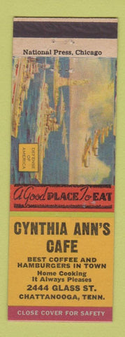 Matchbook Cover - Cynthia Ann's Cafe Hamburgers Chattanooga TN Defense