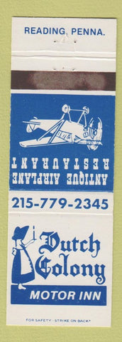 Matchbook Cover - Dutch Colony Motor Inn Airplane Restaurant Reading PA WEAR