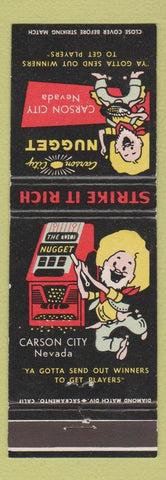 Matchbook Cover - Carson City Nugget Casino Carson City NV miner