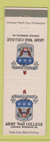 Matchbook Cover - Army War College Carlisle Barracks PA