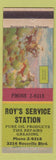 Matchbook Cover - Roy's Pure oil gas Chattanooga TN Outlaws