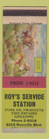 Matchbook Cover - Roy's Pure oil gas Chattanooga TN Outlaws