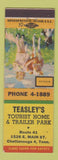 Matchbook Cover - Teasley's Tourist Home Trailer Park Chattanooga TN Buddies
