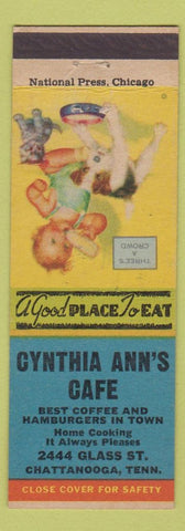 Matchbook Cover - Cynthia Ann's Cafe Hamburgers Chattanooga TN Crowd
