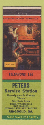 Matchbook Cover - Peters Sinclair oil gas Goodyear Tires Ringgold GA All Pals