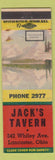 Matchbook Cover - Jack's Tavern Lancaster OH Winter Wonderland