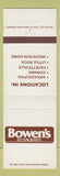 Matchbook Cover - Bowen's Arkadelphia Fayetteville Little Rock Conway AR