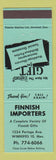 Matchbook Cover - Finnish Importers Winnipeg MB