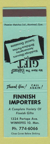Matchbook Cover - Finnish Importers Winnipeg MB