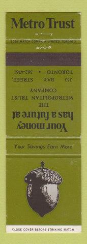 Matchbook Cover - Metro Trust Toronto ON banking