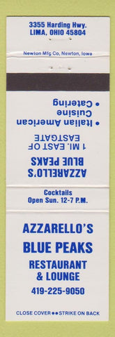 Matchbook Cover - Azzarello's Blue Peaks Restaurant Lima OH