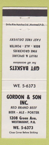 Matchbook Cover - Gordon and Son Red Brand Beef Westmount QC