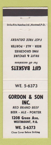Matchbook Cover - Gordon and Son Red Brand Beef Westmount QC white
