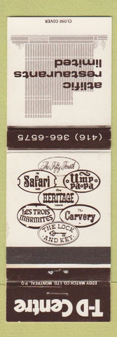 Matchbook Cover - Atilific Restaurants QC