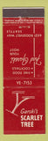 Matchbook Cover - Garski's Scarlett Tree Seattle WA feature